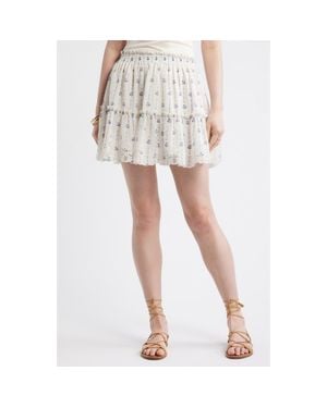 Treasure & Bond Floral Print Chiffon Miniskirt - White