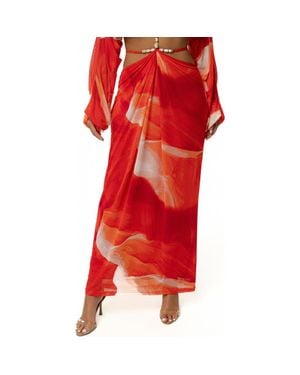 JLUXLABEL Hera Drape Maxi Skirt - Red