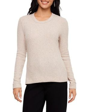 Karen Kane Ribbed Long Sleeve Crewneck Top - White