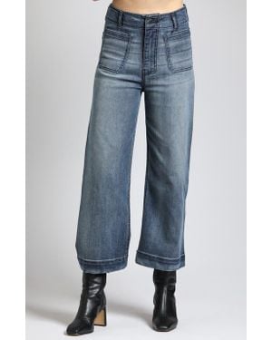 Apny Wide Leg Ankle Jeans - Blue