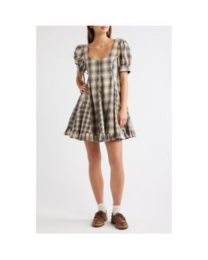Damson Madder Sabina Plaid Mini Godet Dress - Multicolor