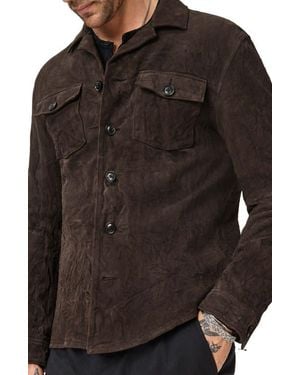 John Varvatos Jesse Suede Shirt Jacket - Black