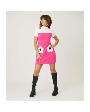Smak Parlour Mock Neck Patch Pocket Shift Dress - Pink
