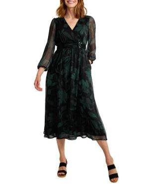 Tommy Bahama Bloom Beauty Metallic Long Sleeve Maxi Dress - Black