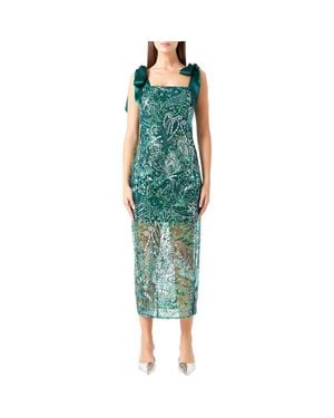 Endless Rose Sequin Tie Shoulder Cocktail Dress - Green