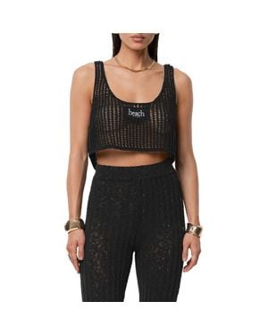 JLUXLABEL Island Nights Open Knit Crop Top - Black