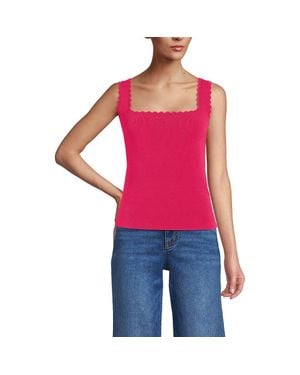 Lands' End High Retention Square Neck Tank Sweater - Red