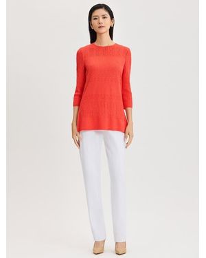 Misook Classic Lined Pointelle Soft Knit Tunic - Red