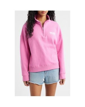 Rip Curl Surf Puff Logo Quarter Zip Sweatshirt - Red
