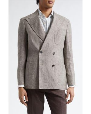 J. Mueser Waverly Double Breasted Linen Blazer - Gray