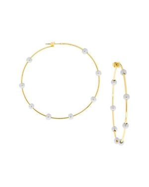 Marlyn Schiff Ball Hoop Earrings - White