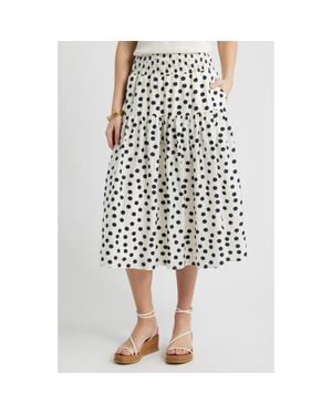 Caslon Tiered Print Midi Skirt - Black