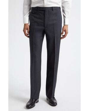 J. Mueser Waverly High Twist Virgin Wool Pants - Blue