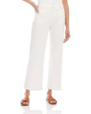 Karen Kane Lauren Patch Pocket Crop Wide Leg Pants - White