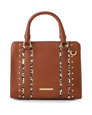Brahmin Cami Genuine Calf Hair Trim Leather Satchel - Brown