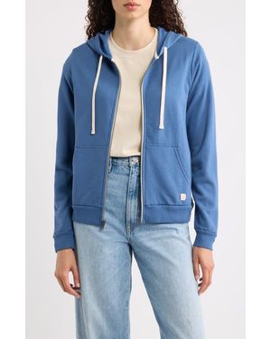 Marine Layer Afternoon Cotton Blend Zip Front Hoodie - Blue