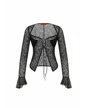 Pcfg Long Sleeve Lace Top - Black