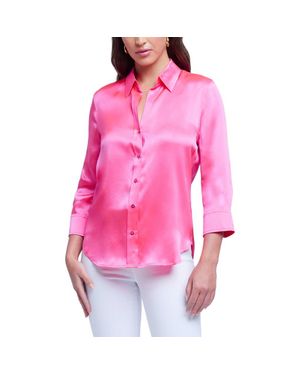 L'Agence Dani Silk Charmeuse Blouse - Pink