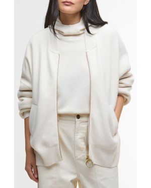Barbour Milda Cotton & Wool Bomber Cardigan - White