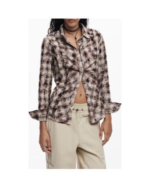 Desigual Long Sleeve Button-Up Shirt - Natural