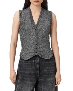 AllSaints Cruz Shine Knit Waistcoast - Gray