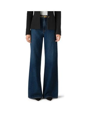 St. John Paseo Nonstretch Denim Wide Leg Jeans - Blue