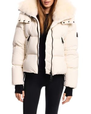 Sam. Kaia Water Resistant Down Puffer Jacket With Removable Genuine Shearling Trim - Natural