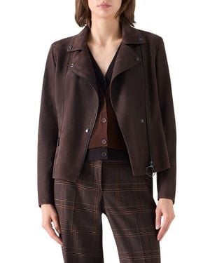 Akris Punto Genuine Suede Moto Jacket - Black
