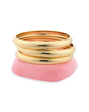 BP. Set Of 3 Metal & Resin Bangle Bracelets - Pink