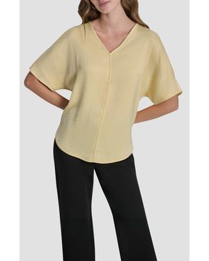 DKNY Short Sleeve Woven Top - Natural