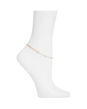 SET & STONES Simone Freshwater Pearl & Paper Clip Chain Anklet - White