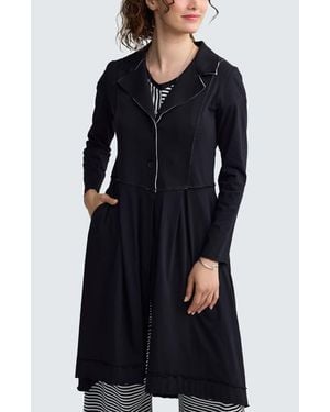 Luukaa Ysolde Contrast-Stitch Long Jacket - Black