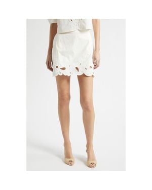 Cinq À Sept Paisley Bloom Embroidered Miniskirt - White