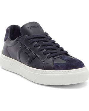 Ferragamo Thor Gancio Embossed Low Top Sneaker - Blue