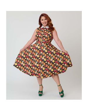 Unique Vintage Plus Size Sleeveless Darlene Dress - Brown