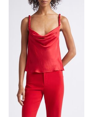 Alice + Olivia Monique Twist Strap Cowl Neck Shell - Red