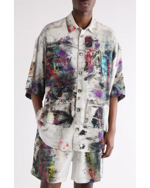 Acne Studios Setar Paint Print Button-Up Shirt - White