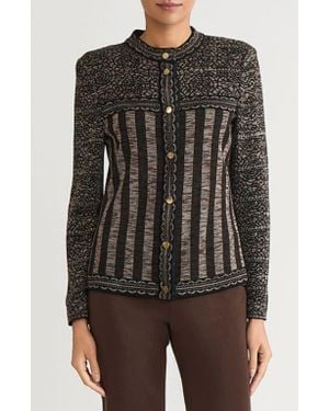Ming Wang Mosaic Knit Sweater Jacket - Black