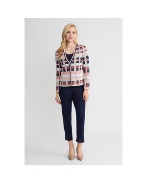 Ming Wang Heritage Jacquard Colorblock Knit Cardigan - Multicolor