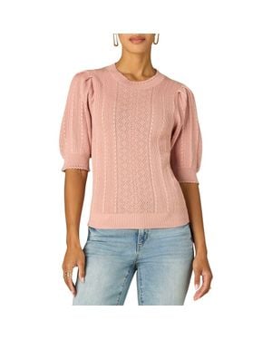 Wit & Wisdom Pointelle Elbow Sleeve Sweater - Blue