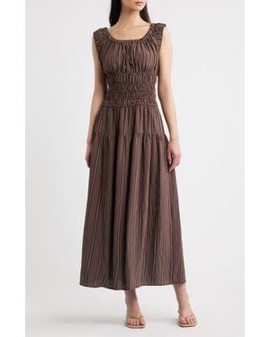 Rails Anastasia Shirred Sleeveless Maxi Dress - Brown