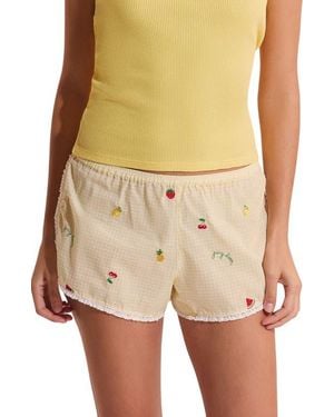 Etam Brisa Cotton Pajama Shorts - Yellow
