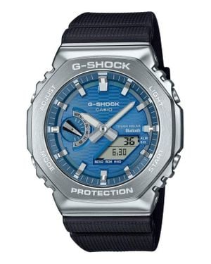 G-Shock G-Steel Gbm2100A-2B Ana-Digi Tough Solar Smartphone Linked Resin Strap Watch, 44.4Mm - Blue