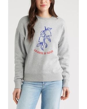 Caslon Embroidered Lemon Azur Graphic Sweatshirt - Gray
