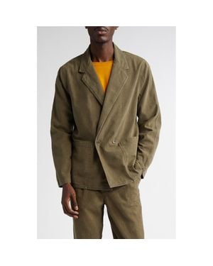 Noah Double Breasted Cotton Twill Sport Coat - Green