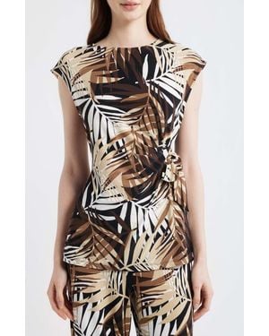 Anne Klein Print Side Tie Top - Multicolor