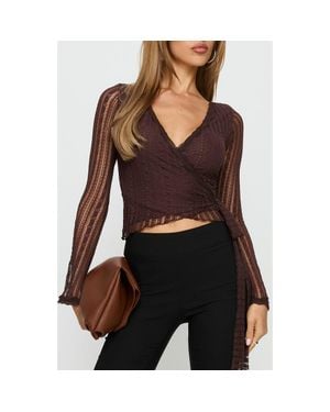 Princess Polly Tevon Lace Wrap Top - Purple