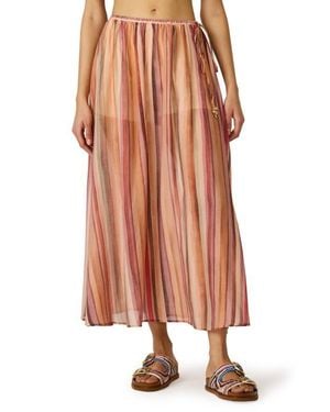 Steve Madden Shilloh Stripe Midi Skirt - Orange