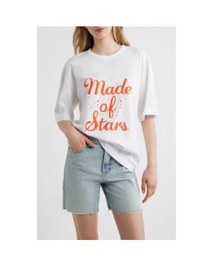 Junk Food Made Of Stars Graphic Cotton T-Shirt - Gray