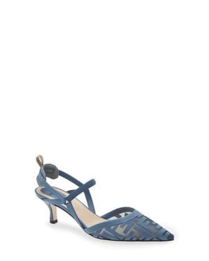 Fendi Colibrì Lite Kitten Heel Slingback Pump - Blue